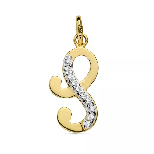 18K COLGANTE ORO BICOLOR LETRA S CIRCONITA 17X9 MM 0
