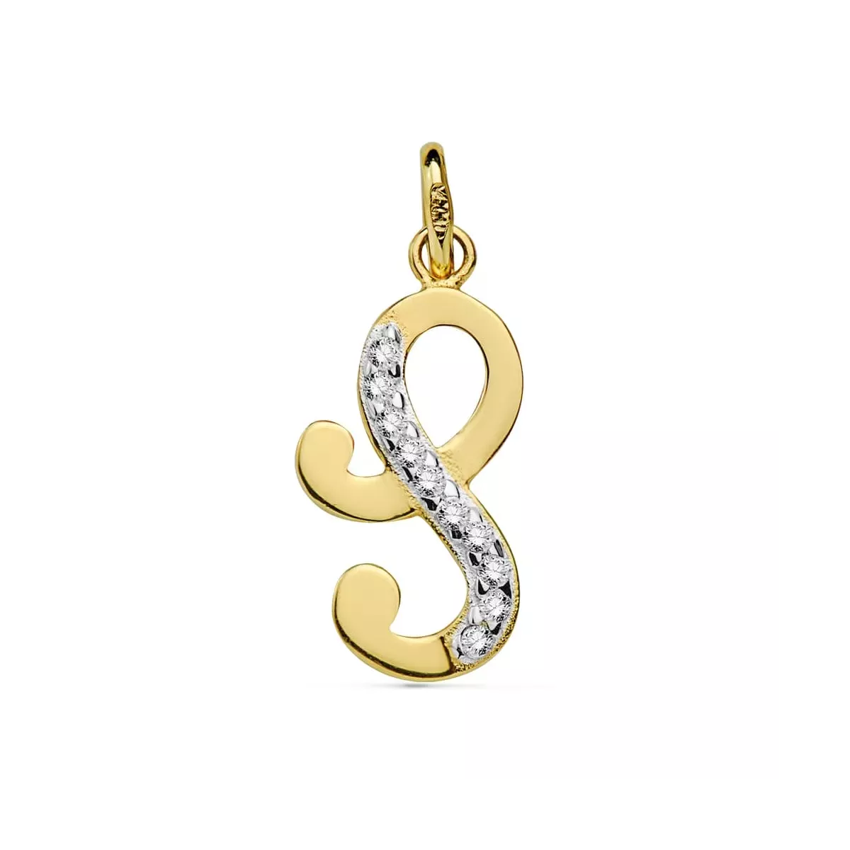 18K COLGANTE ORO BICOLOR LETRA S CIRCONITA 17X9 MM 0
