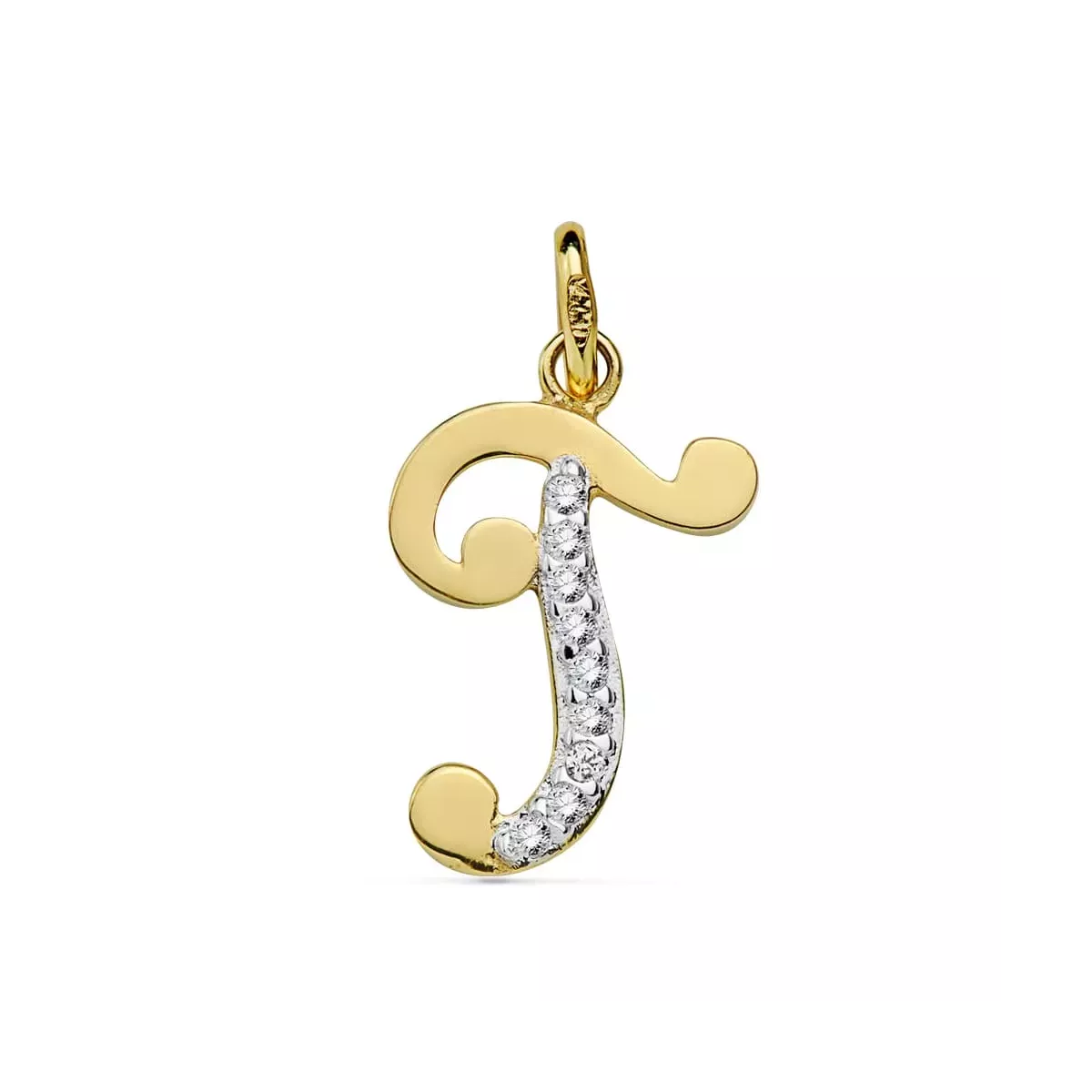18K COLGANTE ORO BICOLOR LETRA T CIRCONITA 17X11 MM 0