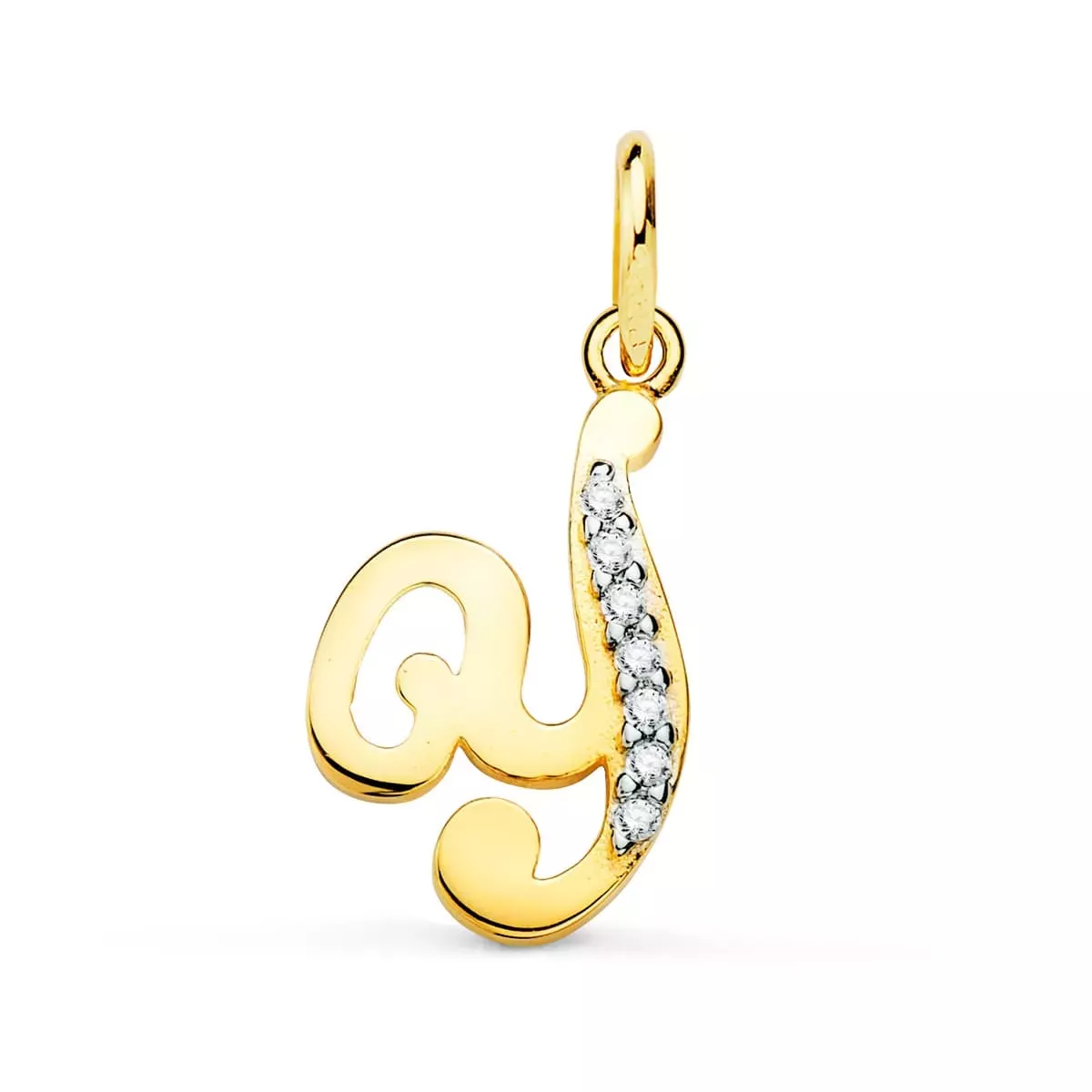 18K COLGANTE ORO BICOLOR LETRA Y CIRCONITA 15X11 MM 0