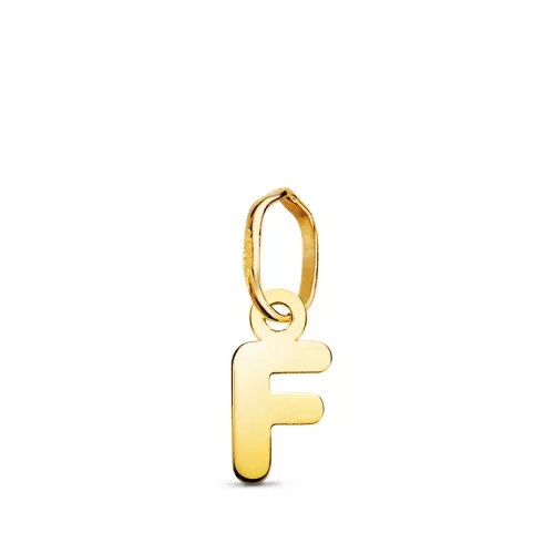 18K COLGANTE ORO AMARILLO LETRA " F " BRILLO. 8.4 X 4.2 MM 0