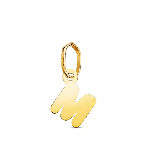 18K COLGANTE ORO AMARILLO LETRA " M " BRILLO. 9.5 X 7.5 MM 0