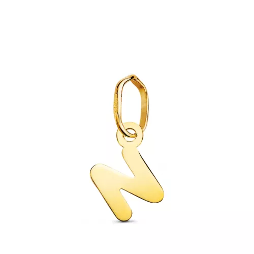 18K COLGANTE ORO AMARILLO LETRA " N " BRILLO. 8 X 5 MM 0