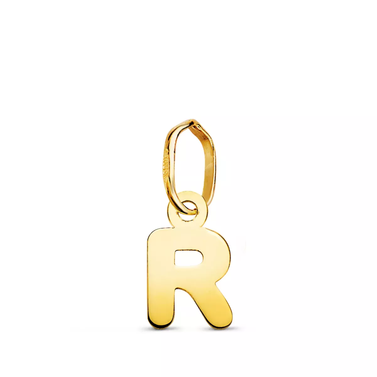 18K COLGANTE ORO AMARILLO LETRA " R " BRILLO. 8.3 X 5 MM 0