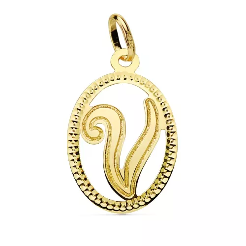 18K COLGANTE ORO AMARILLO INICIAL LETRA V 21X14 MM 0