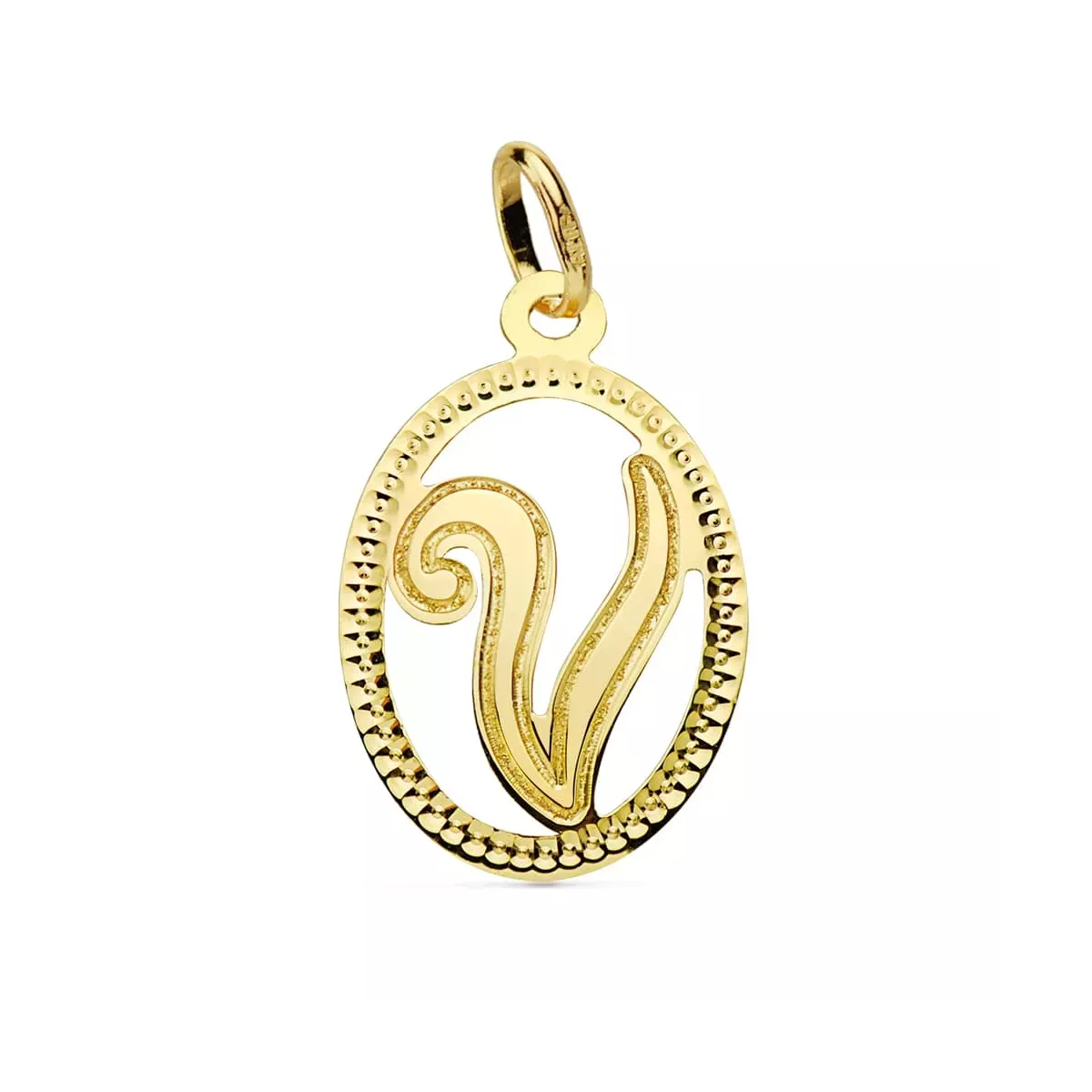 18K COLGANTE ORO AMARILLO INICIAL LETRA V 21X14 MM 0