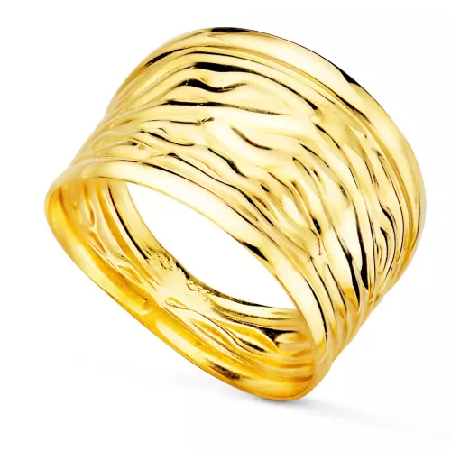 9K SORTIJA ORO AMARILLO ESTAMPADA EN BRILLO. ANCHO: 13 MM 1