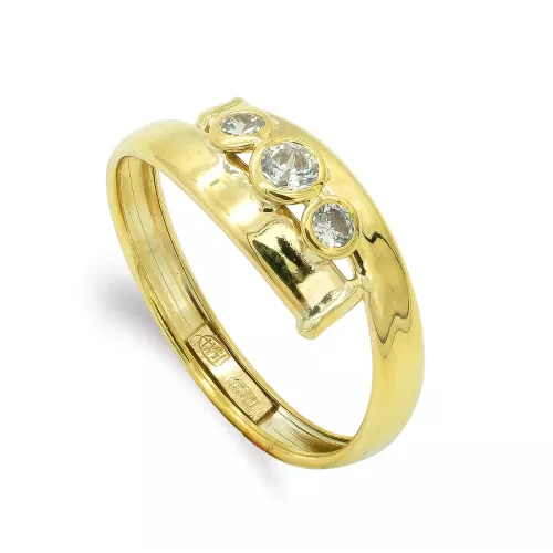 9K SORTIJA ORO AMARILLO CUERPO CRUZADO CON CIRCONITAS. ANCHO: 6