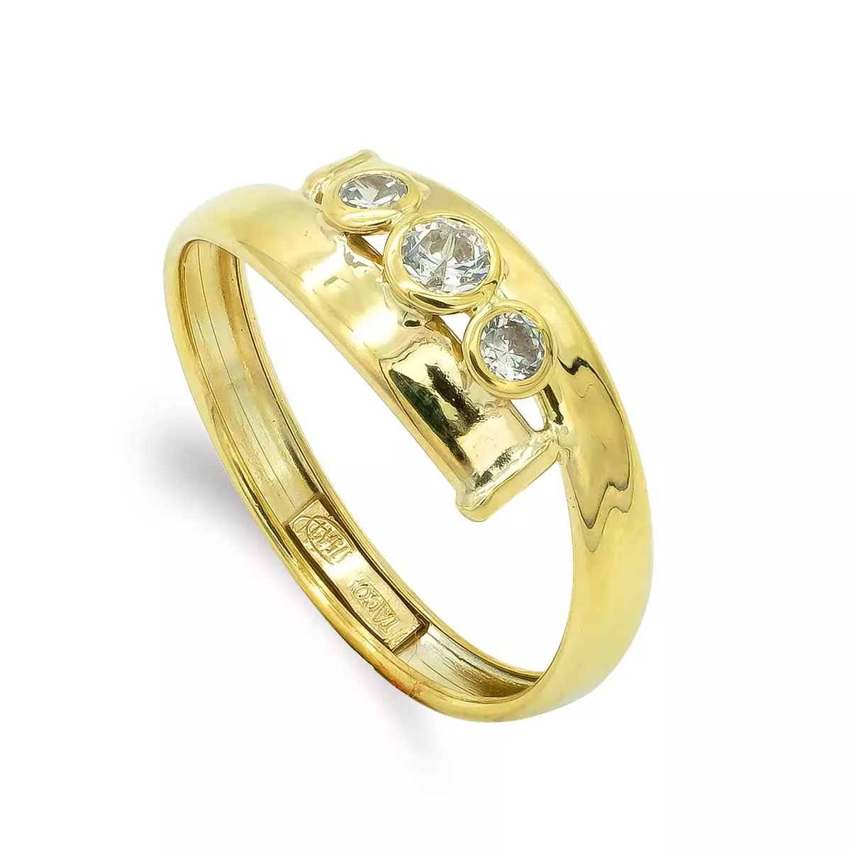 9K SORTIJA ORO AMARILLO CUERPO CRUZADO CON CIRCONITAS. ANCHO: 6