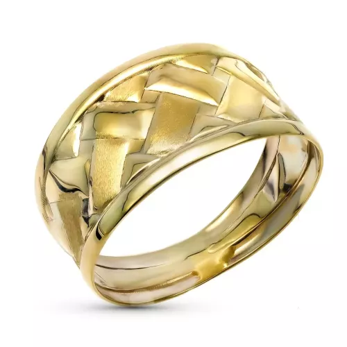 9K SORTIJA ORO AMARILLO TRENZADA BORDES EN BRILLO. ANCHO: 11 MM 1