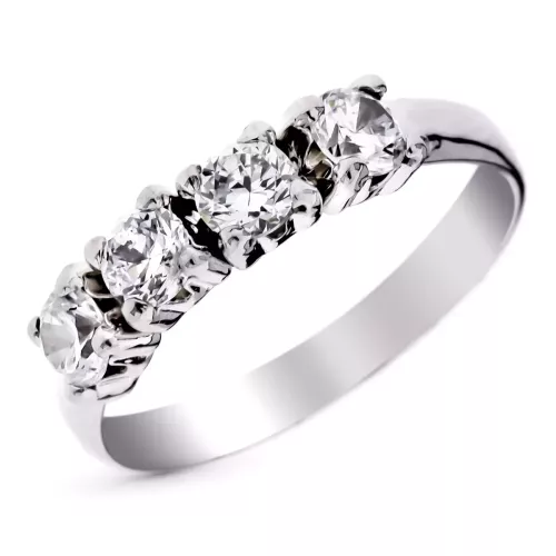 9k SORTIJA ORO BLANCO CON CIRCONITAS EN GARRAS. ANCHO: 4 MM 1