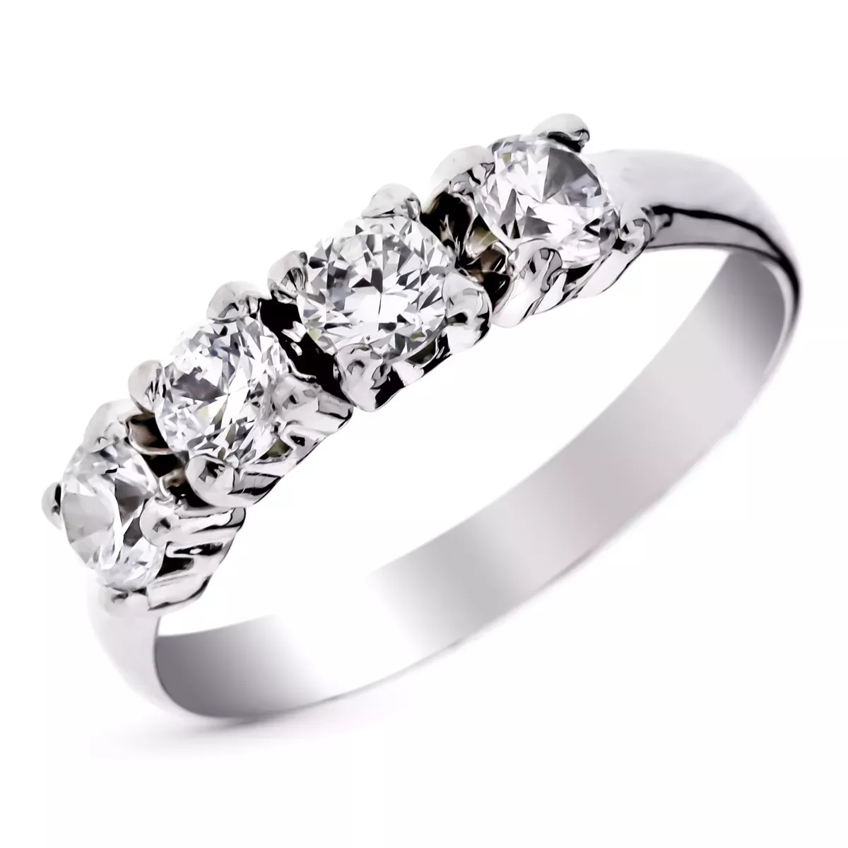 9k SORTIJA ORO BLANCO CON CIRCONITAS EN GARRAS. ANCHO: 4 MM 1