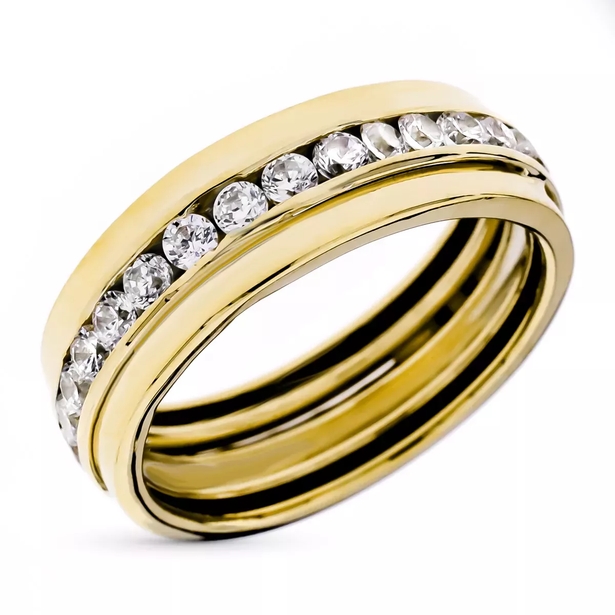 9K SORTIJA ORO AMARILLO CIRCONITAS EN CARRIL. ANCHO: 6 MM 1