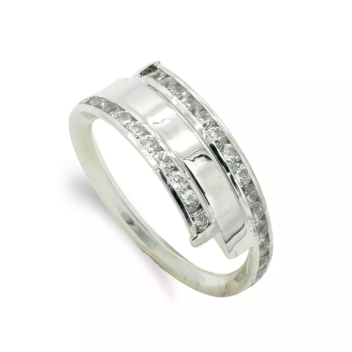 9K SORTIJA ORO BLANCO CON CIRCONITAS. ANCHO: 7