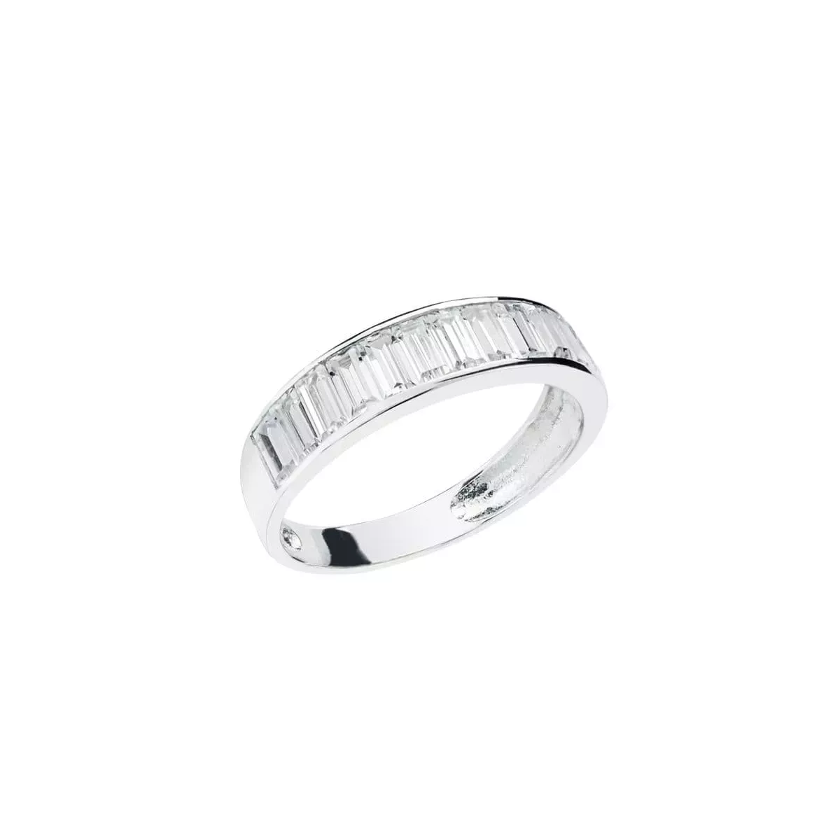 9K SORTIJA ORO BLANCO CON CIRCONITA EN CARRIL. ANCHO: 4