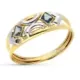 9K SORTIJA ORO BICOLOR DOBLE CUERPO CON CIRCONITAS COLOR AGUAMARINA. ANCHO: 7 MM 1