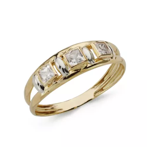 9K SORTIJA ORO AMARILLO DOBLE CUERPO CON AMATISTA CUADRADA. ANCHO: 6 MM 1